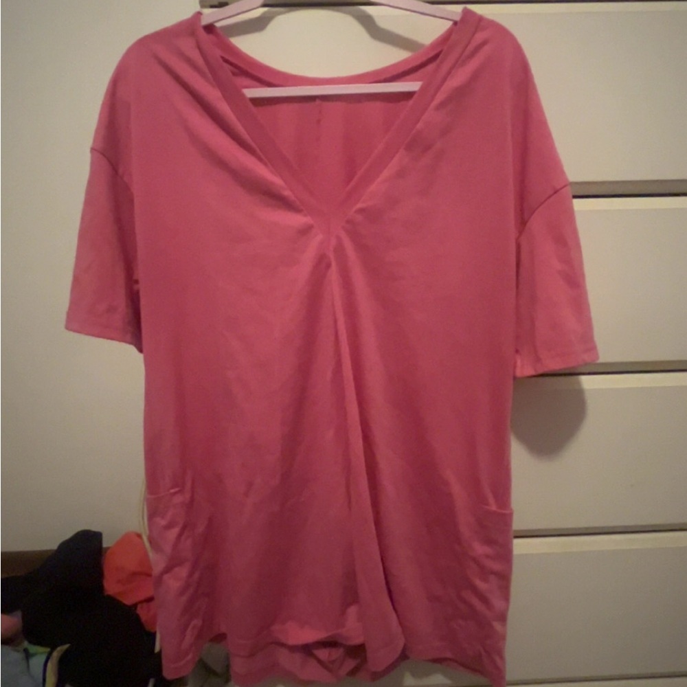 Pink V-Neck Women's Top
